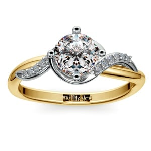 Twisted Vintage Diamond Engagement Ring in Two-Tone Gold