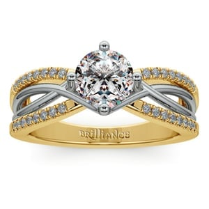 Ornate Engagement Ring Setting In White And Yellow Gold