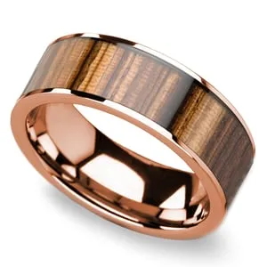 Hammered Rose Gold Mens Wedding Band With Rope Edging