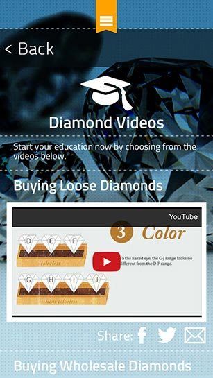 Brilliance.com Diamond Finder App | Diamond Videos Screenshot