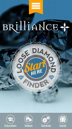 Brilliance.com Diamond Finder App | Home Screenshot