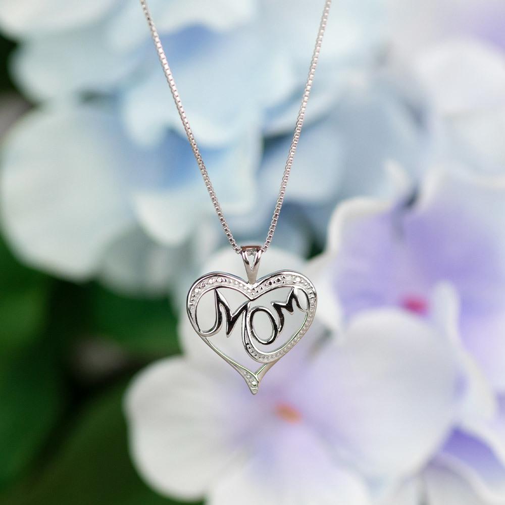 Diamond Necklace for Mom in Silver