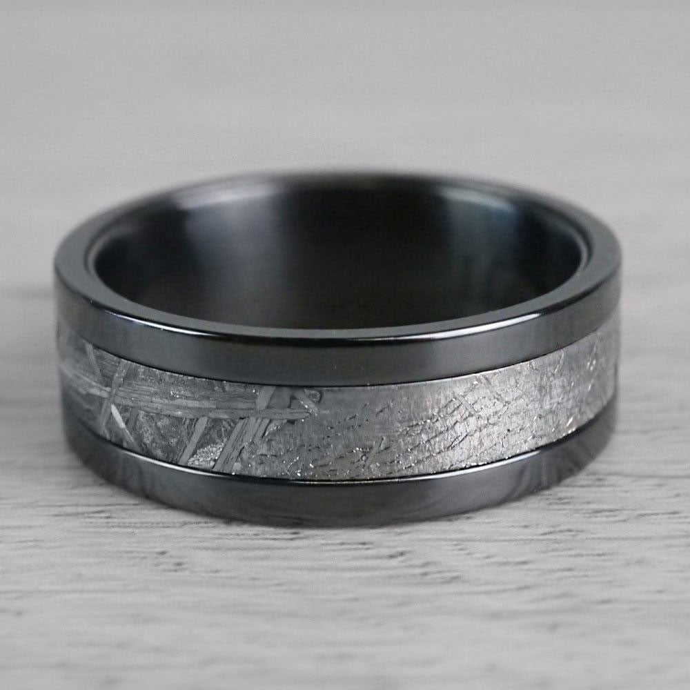 Meteorite Men's Wedding Ring In Zirconium - Distant Star