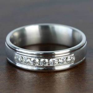 Channel Diamond Men's Wedding Ring in White Gold (6mm)