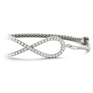 0.50 Carat White Gold Diamond Infinity Bracelet - Adjustable