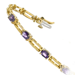 Gold Bracelet With Amethyst Oval-Cut Gemstones (2 Ctw) | Thumbnail 02