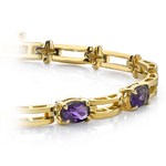 Gold Bracelet With Amethyst Oval-Cut Gemstones (2 Ctw) | Thumbnail 01