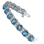Swiss Blue Topaz Bracelet With Accent Diamonds In White Gold (17 Ctw) | Thumbnail 02