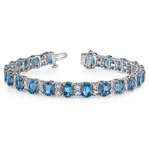 Swiss Blue Topaz Bracelet With Accent Diamonds In White Gold (17 Ctw) | Thumbnail 03