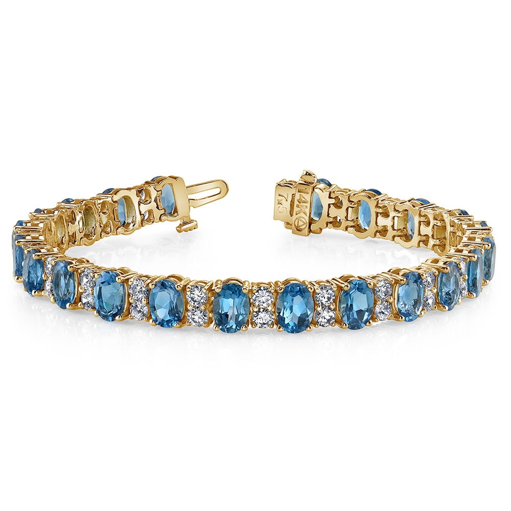 Blue Topaz Bracelet In Yellow Gold With Accent Diamonds | 03