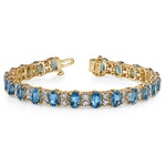 Blue Topaz Bracelet In Yellow Gold With Accent Diamonds | Thumbnail 03