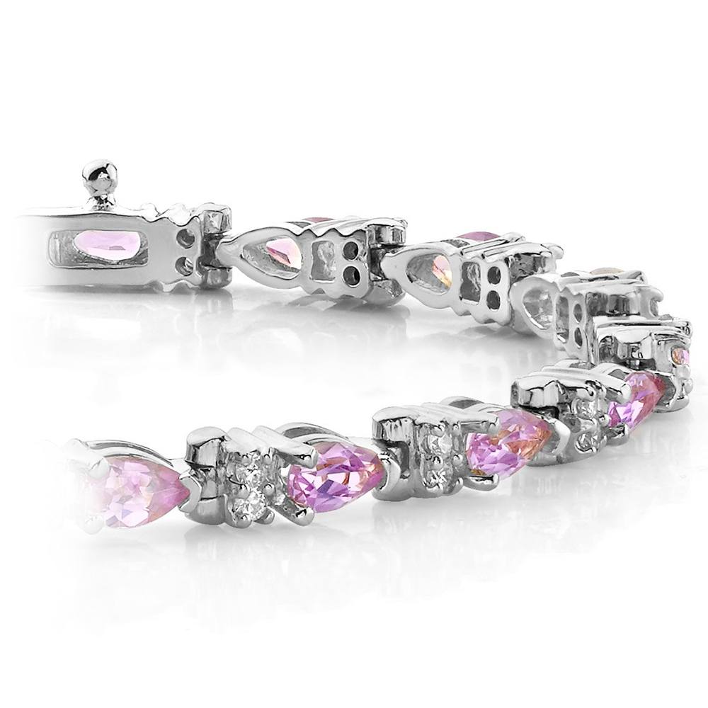 Pink Sapphire Bracelet With Diamond Accents In White Gold (10 Ctw) | 01