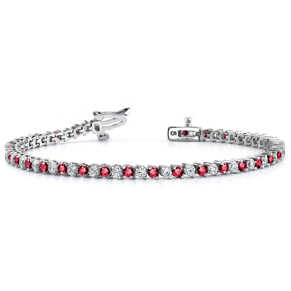 Ruby And Diamond Tennis Bracelet In White Gold | 03