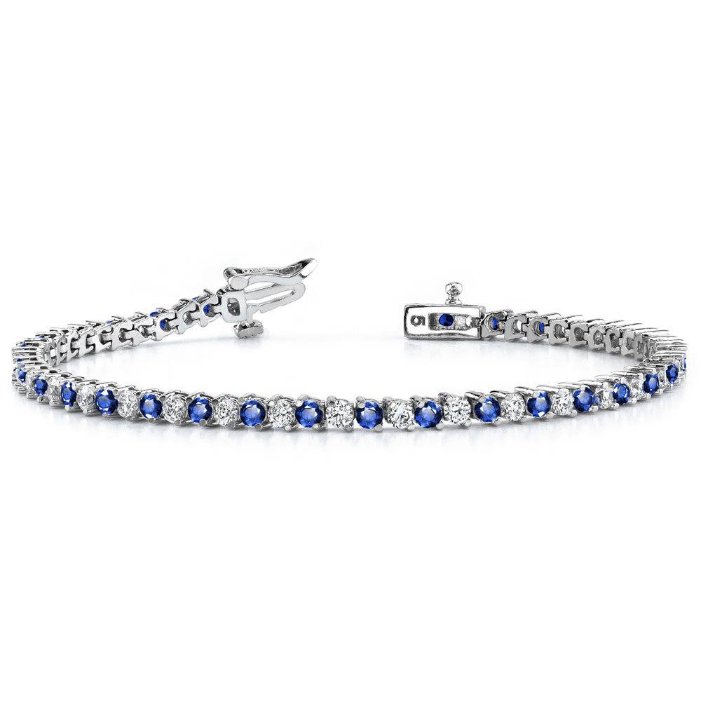 Diamond And Sapphire Bracelet In White Gold - Illusion Design | 03