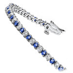 Diamond And Sapphire Bracelet In White Gold - Illusion Design | Thumbnail 02