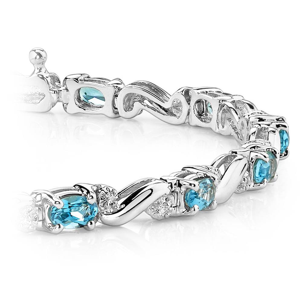 Blue Topaz Bracelet In White Gold With Diamond Accents | 01