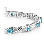 Blue Topaz Bracelet In White Gold With Diamond Accents | Thumbnail 01