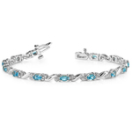 Blue Topaz Bracelet In White Gold With Diamond Accents | Thumbnail 03