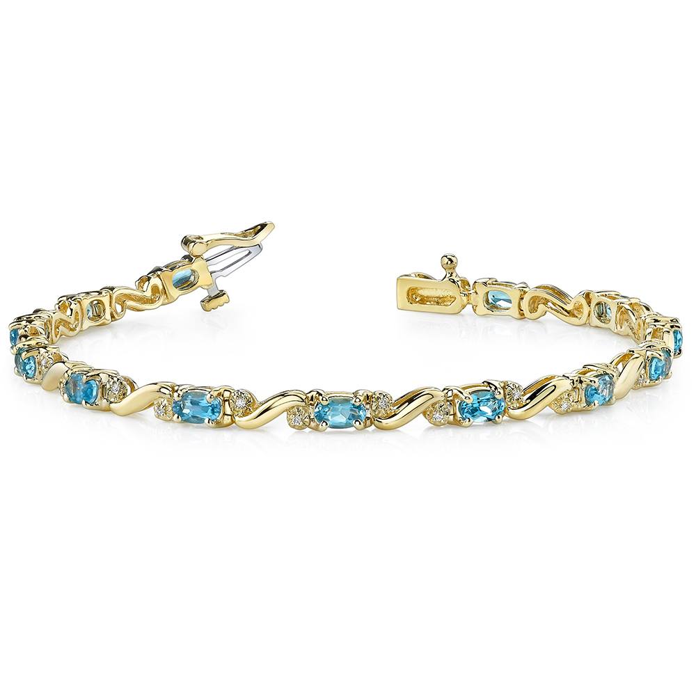 Blue Topaz Bracelet In Yellow Gold With Diamonds (4 Ctw) | 03