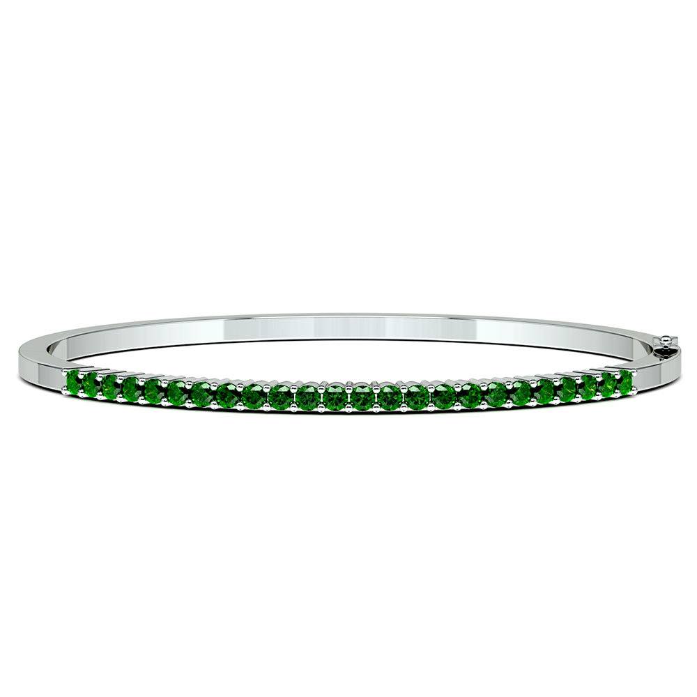White Gold Emerald Bangle Bracelet | 03