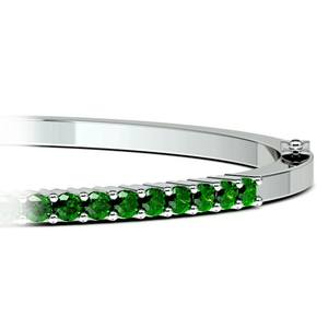 Emerald Bangle Bracelet in White Gold 
