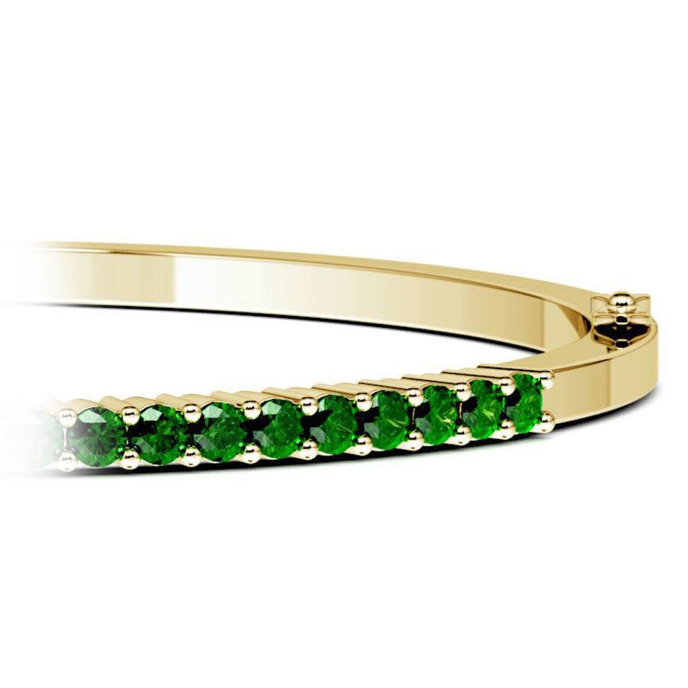 Yellow Gold Emerald Bangle Bracelet | 01