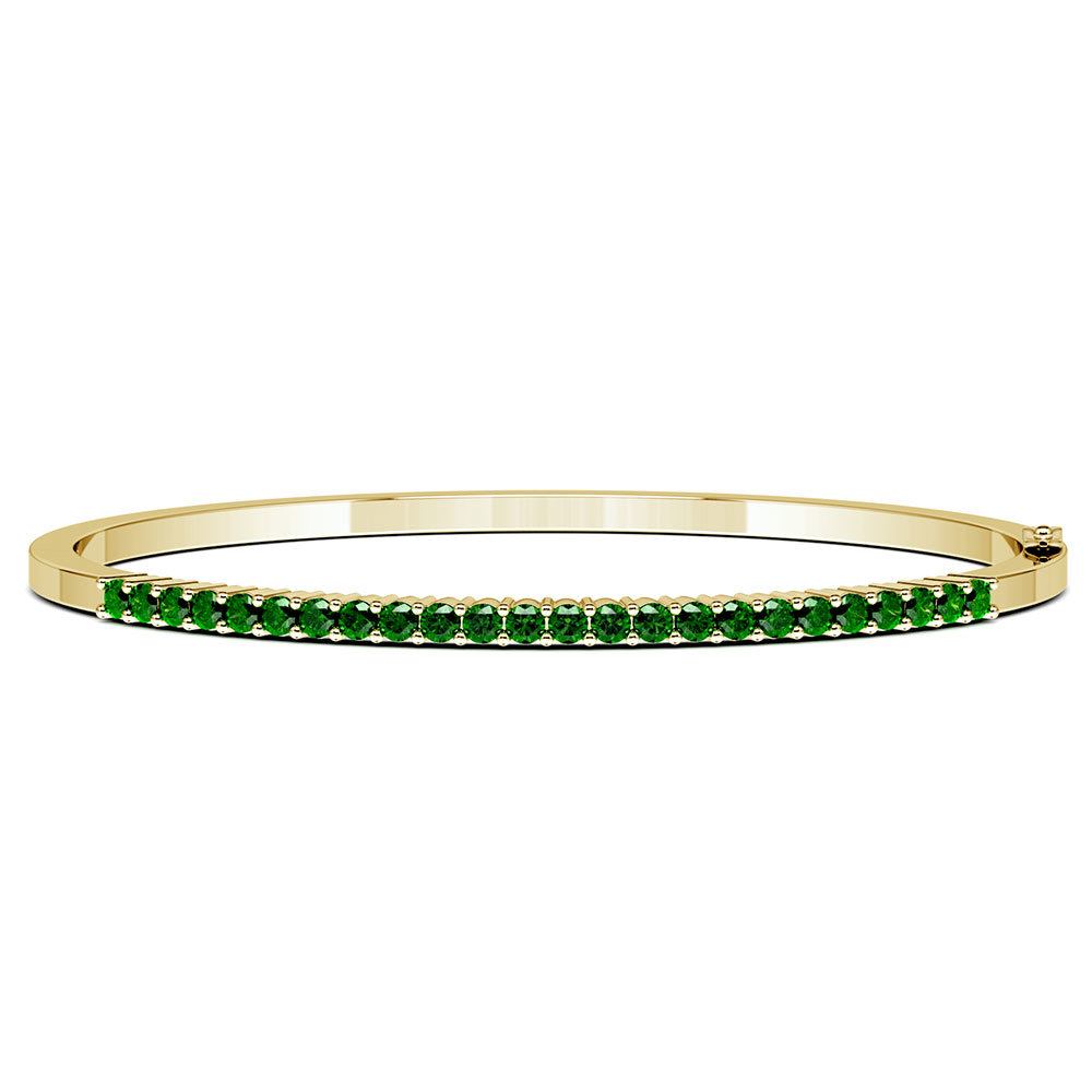 Yellow Gold Emerald Bangle Bracelet | 03