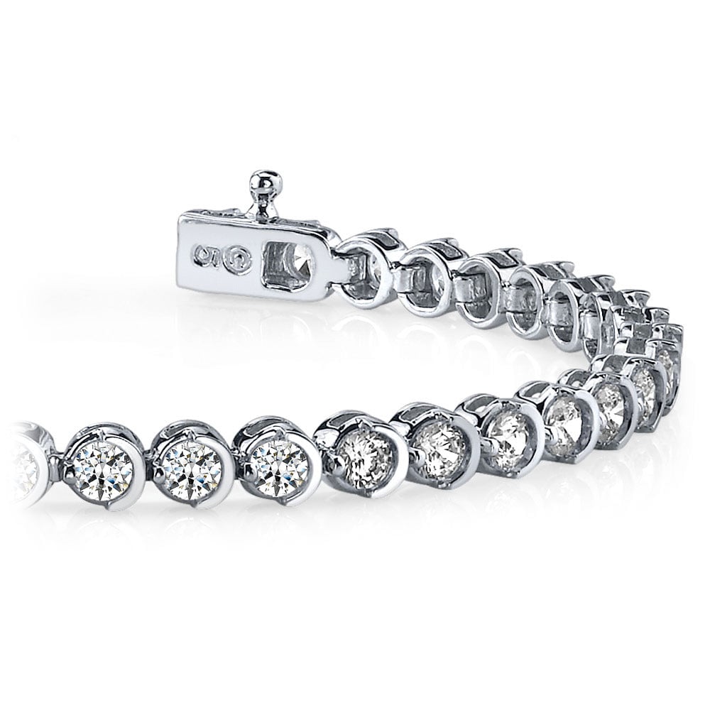 3 ctw Round Lab Grown Diamond Half Bezel Tennis Bracelet - 7 Inches -  Grownbrilliance