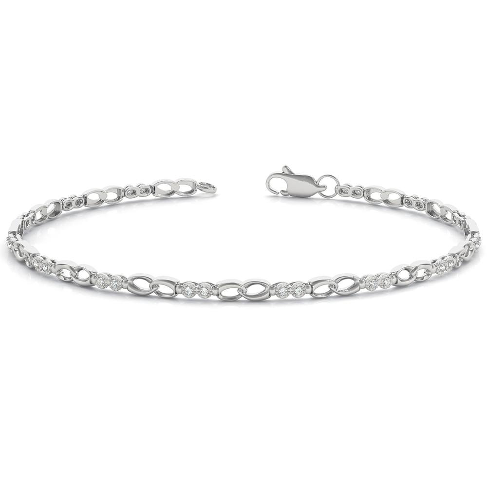 Delicate Link Diamond Bracelet in White Gold (1/8 ctw)