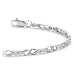 Delicate Link Diamond Bracelet in White Gold (1/8 ctw)