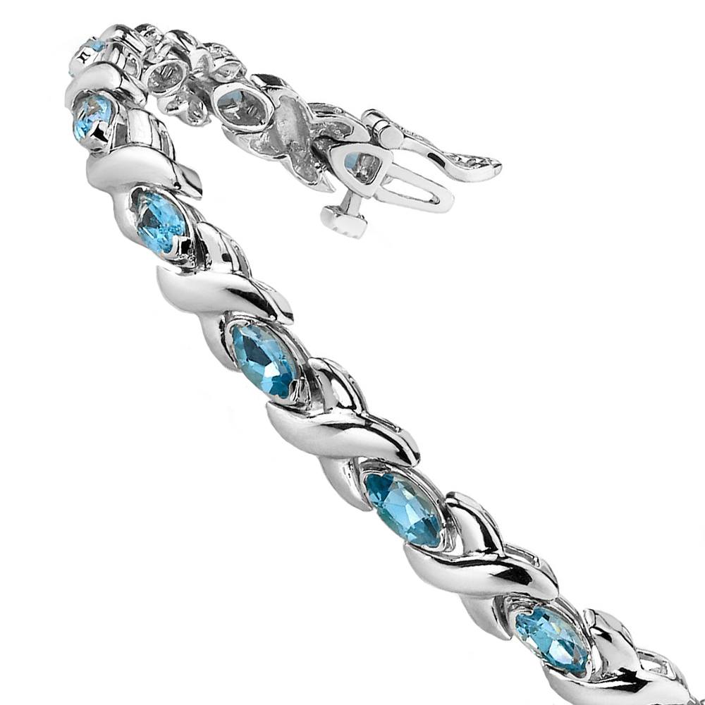 White Gold Swiss Blue Gemstone Bracelet (5 Ctw) | 02