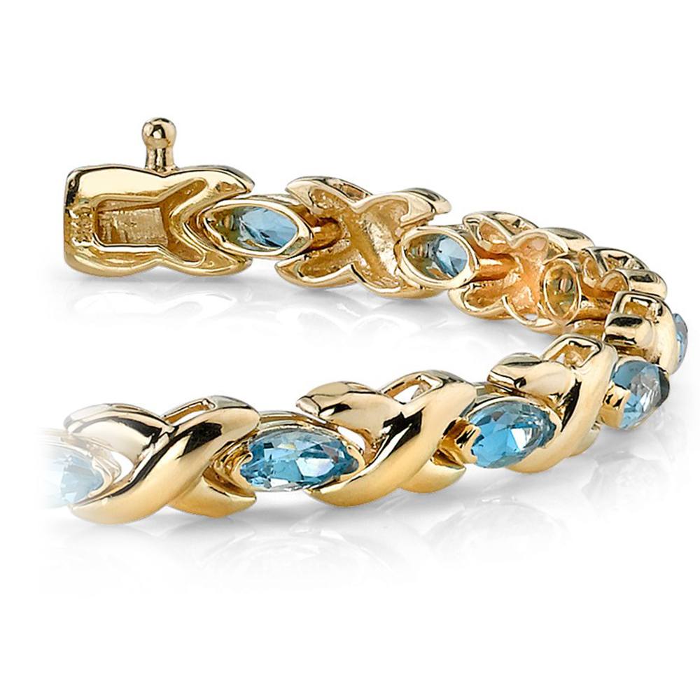 Swiss Blue Gemstone Bracelet In Yellow Gold (5 Ctw) | 01