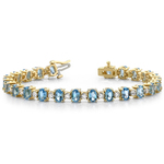 Blue Topaz Gem Bracelet In Yellow Gold With Diamonds (16 Ctw) | Thumbnail 03