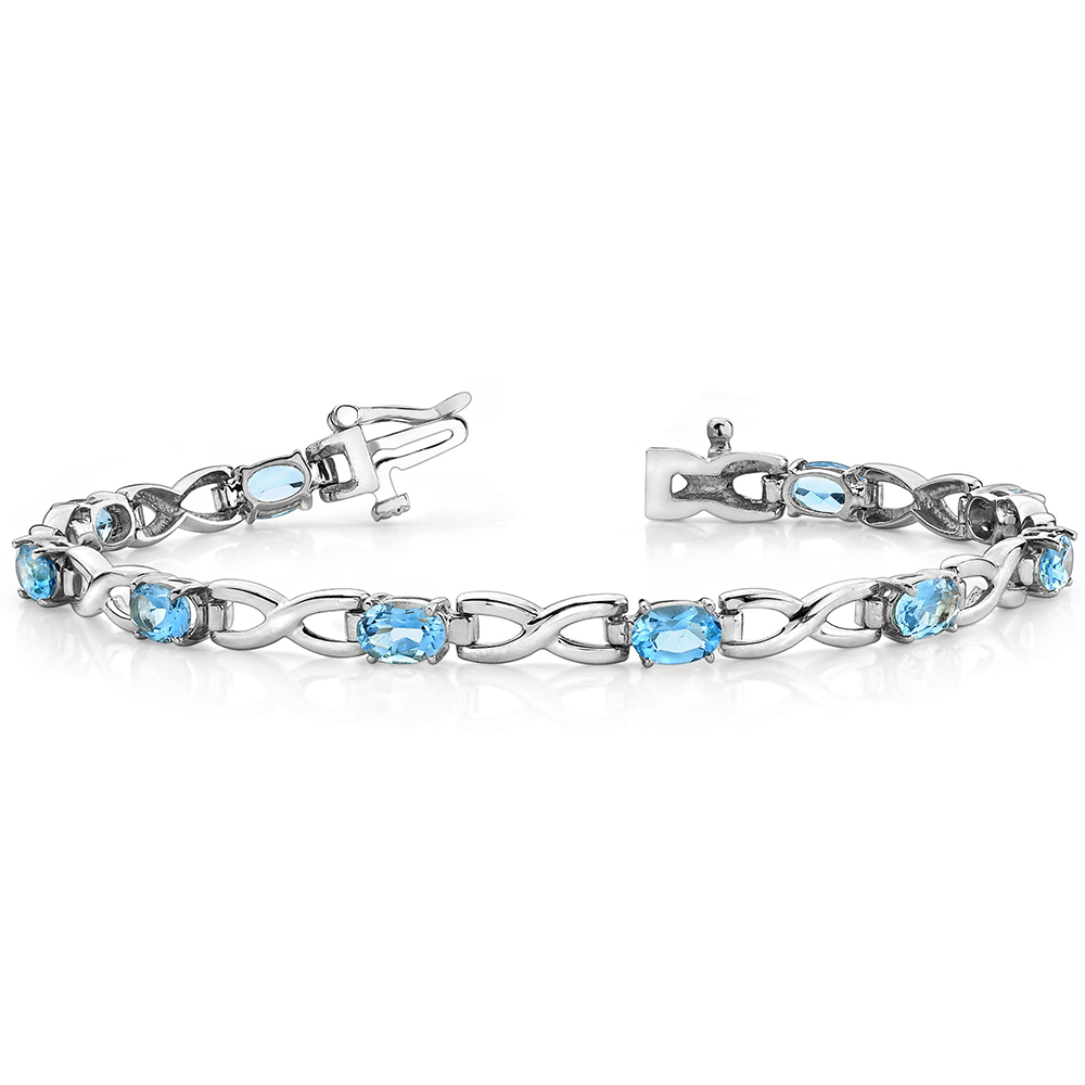 Swiss Blue Topaz Bracelet In White Gold (5 Ctw)