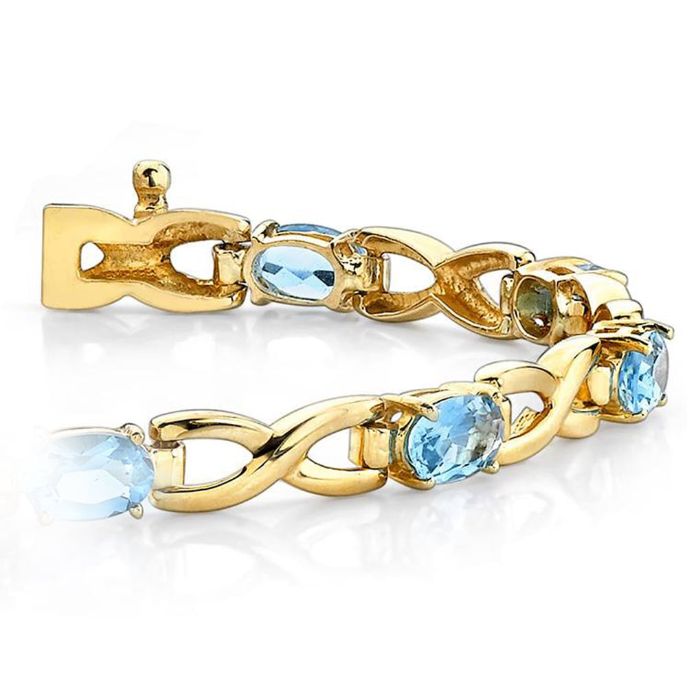 Blue Topaz Blue Sapphire  Diamond ethnic Long Bracelet