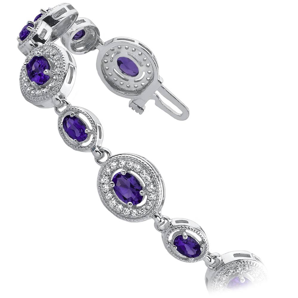 Vintage Amethyst And Diamond Bracelet In White Gold (6 Ctw) | 02