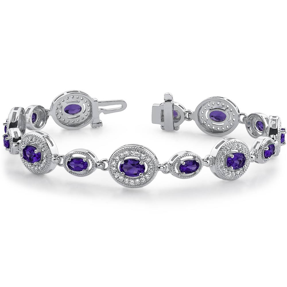 Vintage Amethyst And Diamond Bracelet In White Gold (6 Ctw) | 03