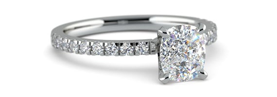 Cushion Cut Micro Pave Engagement Ring