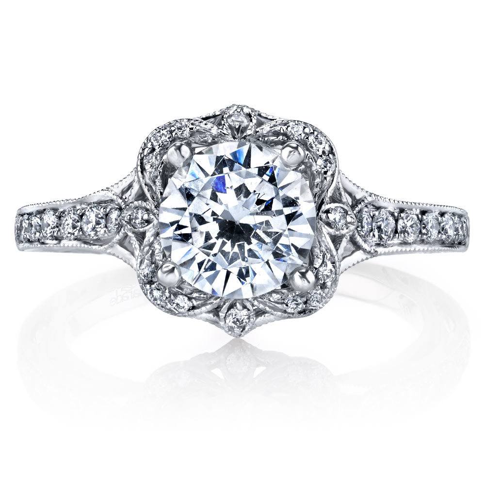 Antique Lyria Bloom Halo Diamond Engagement Ring in White Gold by Parade | 02