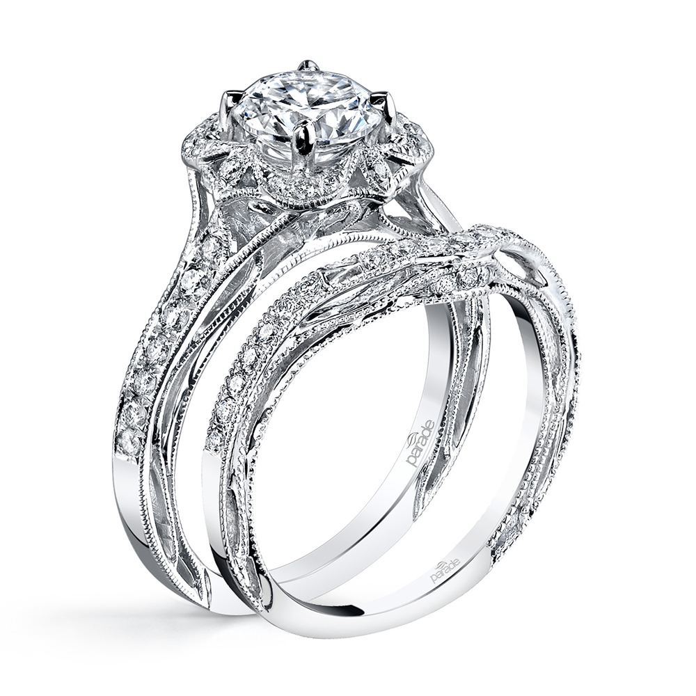 Antique Lyria Bloom Halo Diamond Engagement Ring in White Gold by Parade | 03