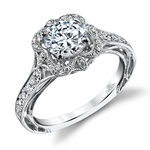 Antique Lyria Bloom Halo Diamond Engagement Ring in White Gold by Parade | Thumbnail 01