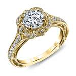 Antique Bloom Halo Diamond Engagement Ring In Yellow Gold | Thumbnail 01