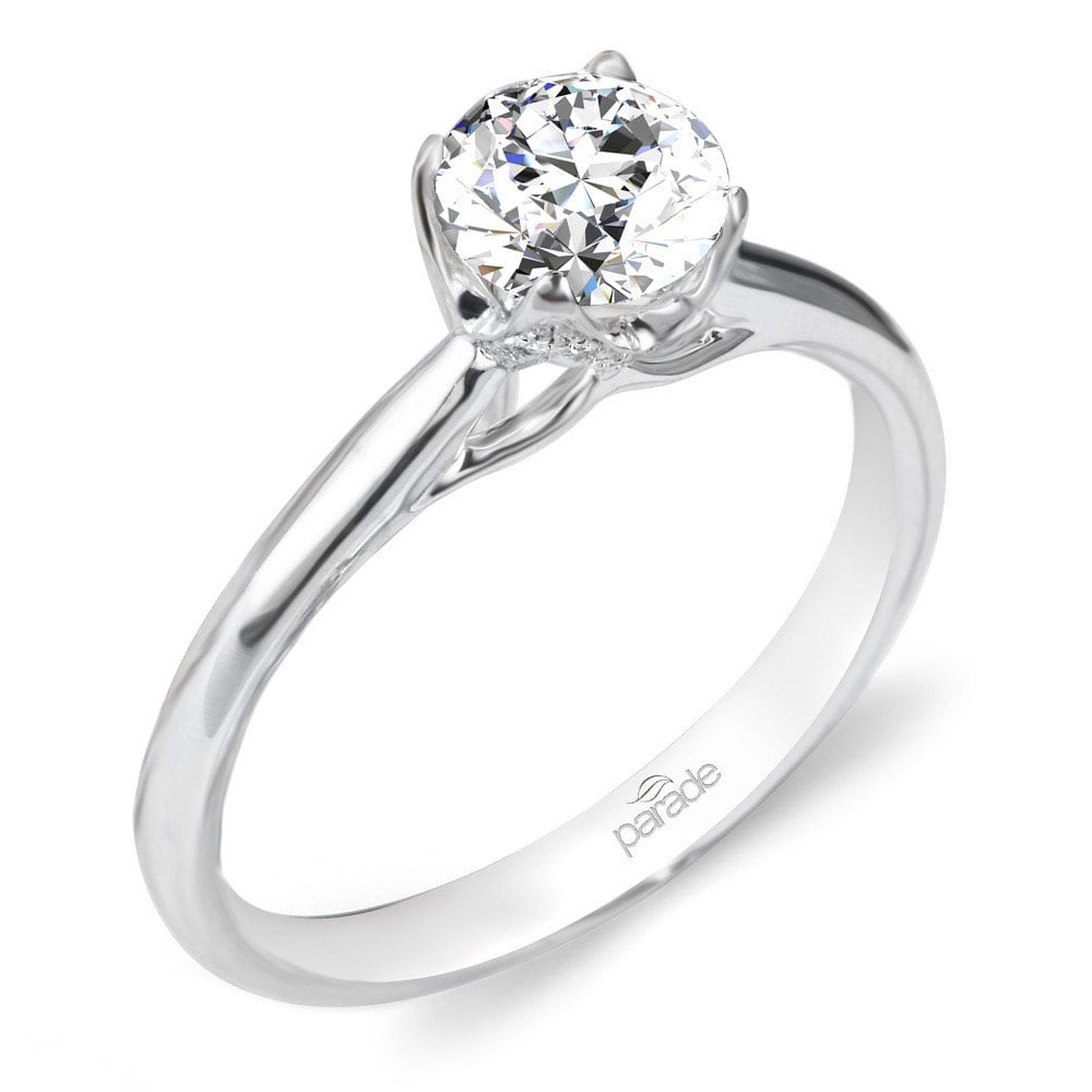 Simple Blossom Engagement Ring In White Gold