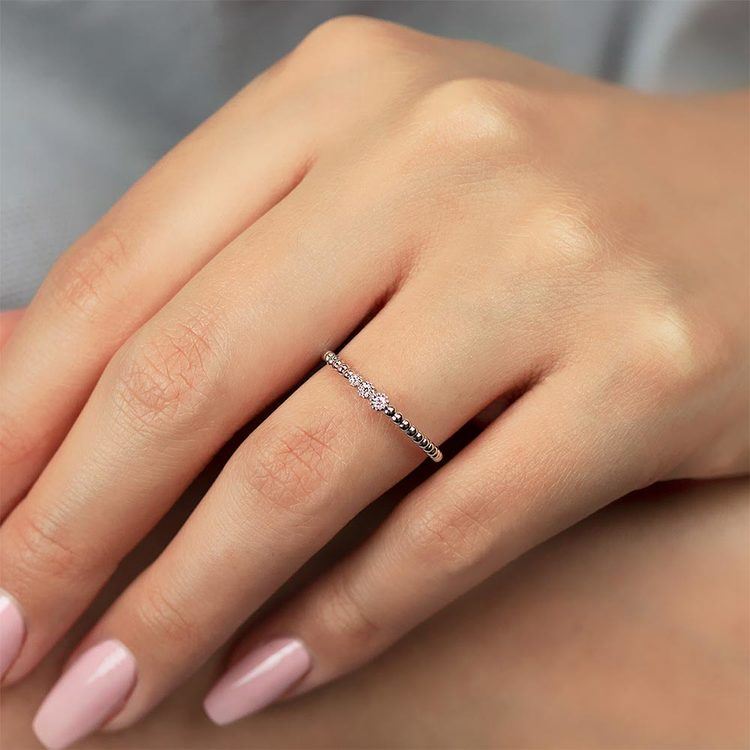 Charities Beaded Diamond Wedding Ring in White Gold by Parade | 02