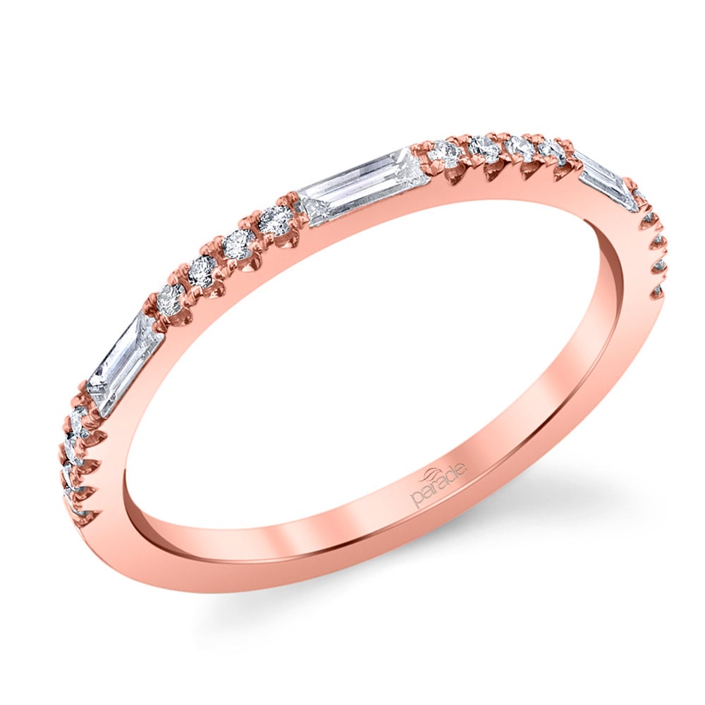 Charities Gleaming Baguette Diamond Wedding Ring in Rose