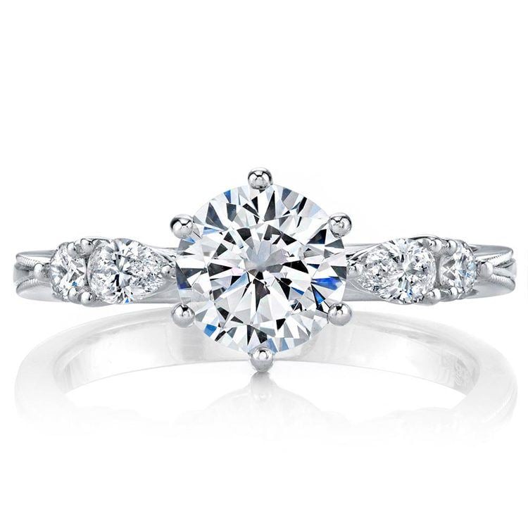Five Stone Round Diamond Engagement Ring With Pear Accents | 02