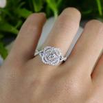 Delicate Double Halo Diamond Engagement Ring in White Gold by Parade | Thumbnail 04