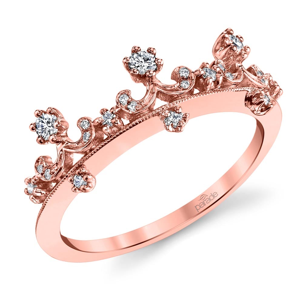 Enchanted Tiara Crown Diamond Wedding Ring in Rose Gold by