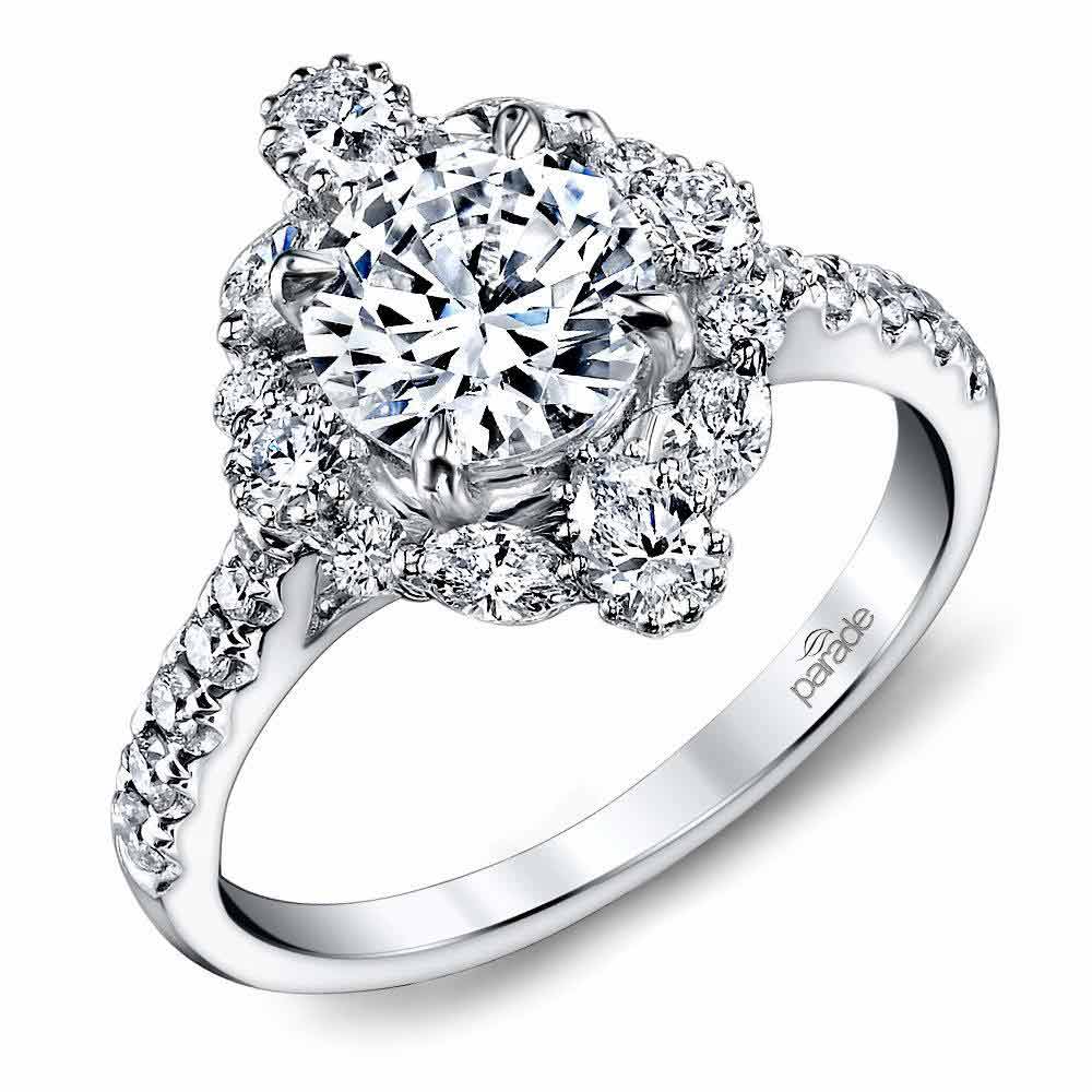 Fancy Halo Diamond Engagement Ring in White Gold by Parade