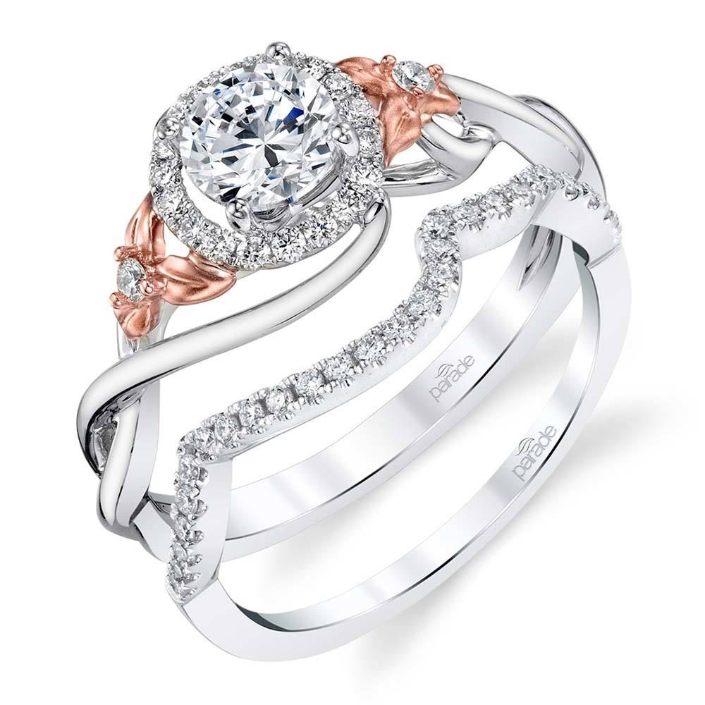 Floral Vine Halo Ring in White and Rose Gold By Parade | 03